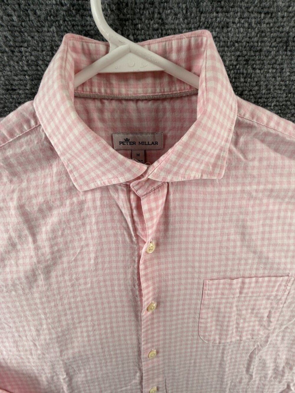 Peter Millar Lightweight Medium Check Soft Cotton Pink Pocket Long Sleeve Golf